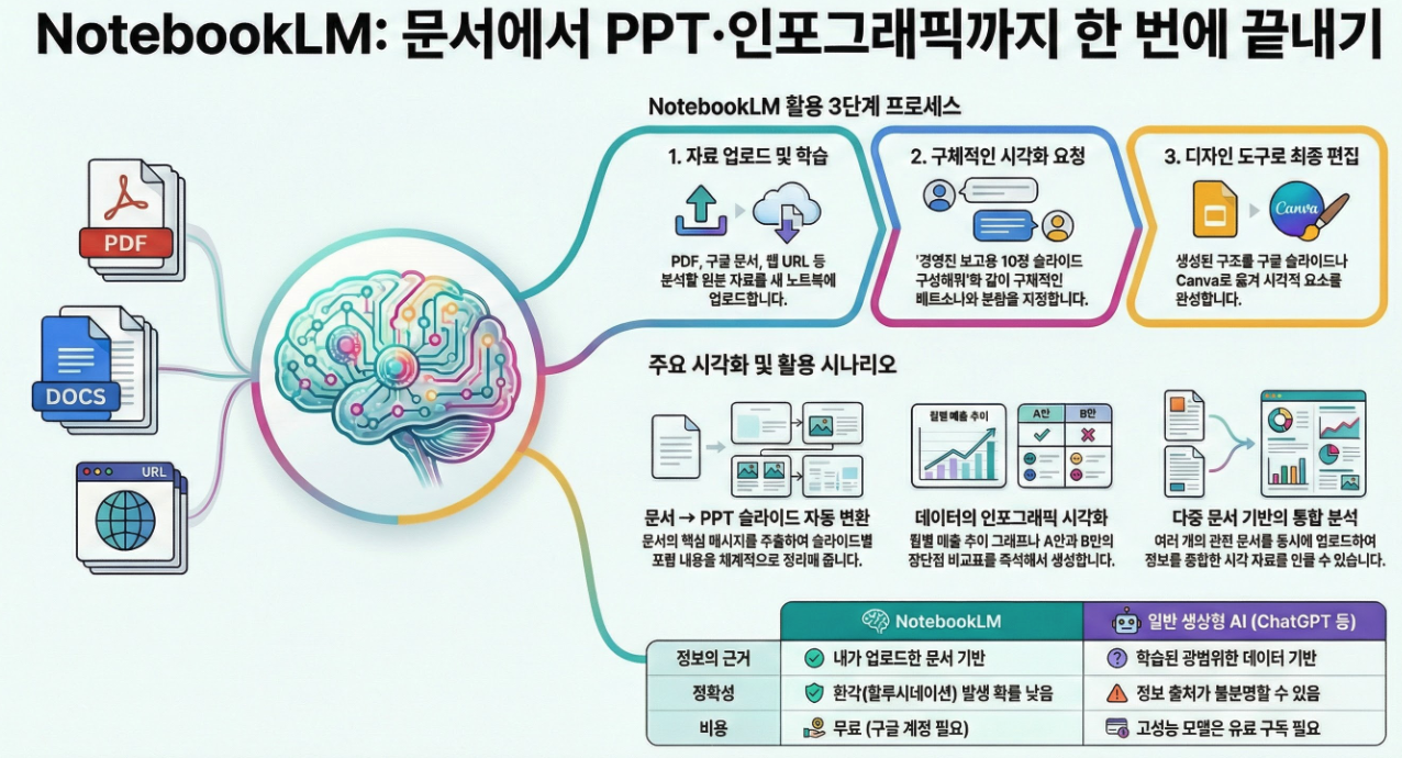 NotebookLM 슬라이드 생성 기능으로 만든 AI 프레젠테이션 예시 화면