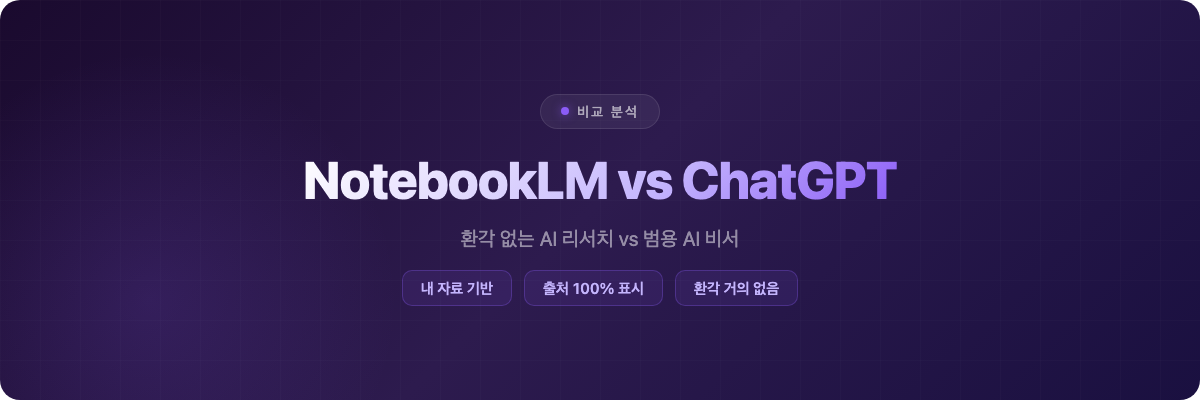 NotebookLM과 ChatGPT 비교 - 환각 없는 AI 리서치 도구 vs 범용 AI 비서 기능 차이